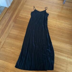 Quince silk slip maxi dress size L black